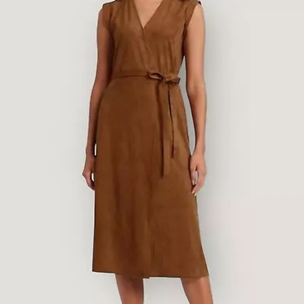 Banana Republic vegan suede wrap dress. Size 4. Brown.